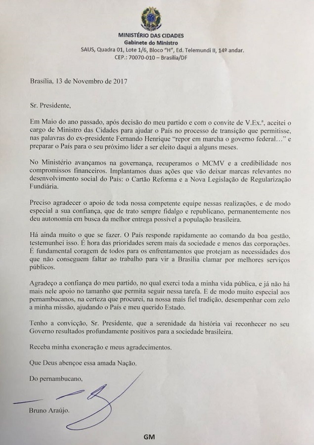 carta de exoneração